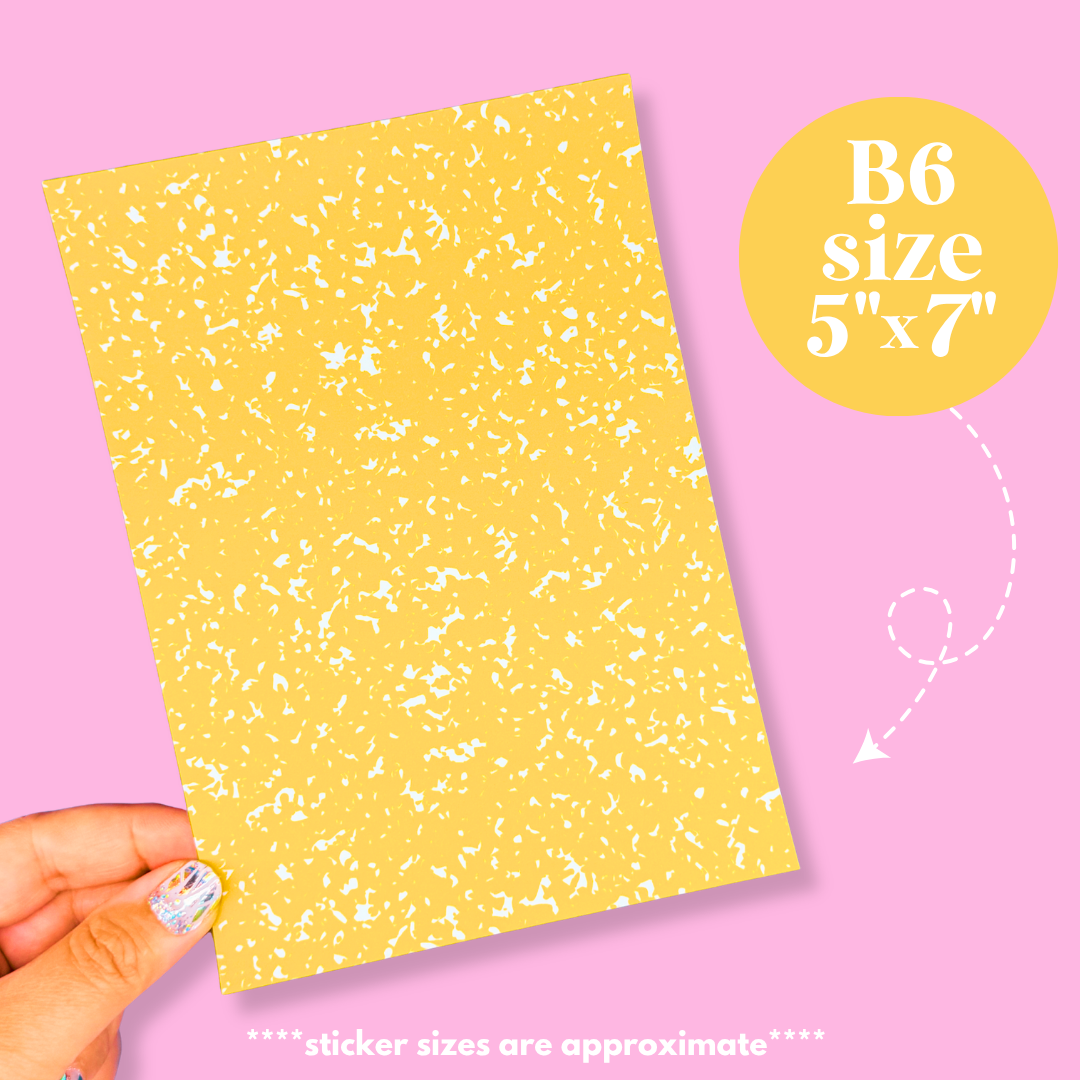 Journaling Paper Sticker - 5x7 Full Page Background Stickers (Summer Composition Notebook Colors)