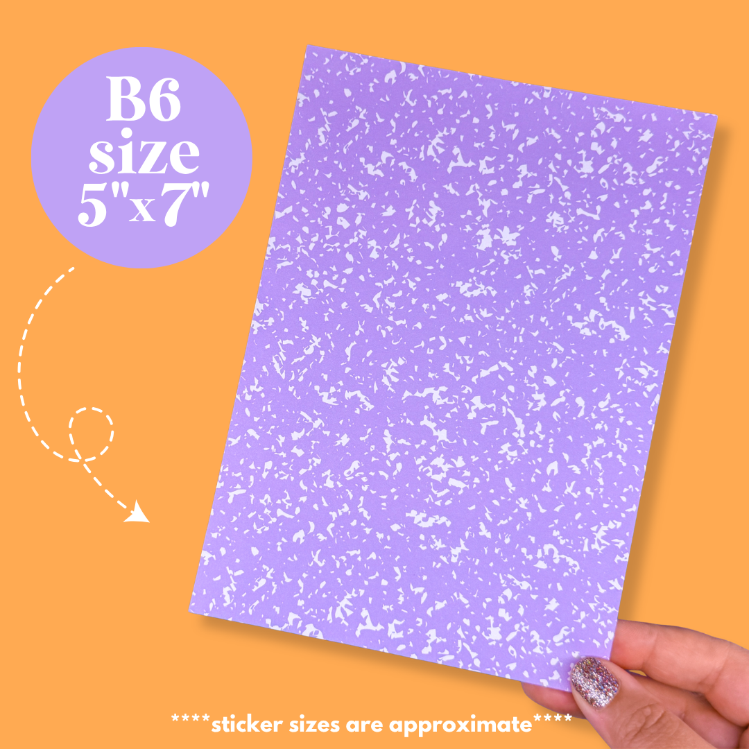 Journaling Paper Sticker - 5x7 Full Page Background Stickers (Summer Composition Notebook Colors)