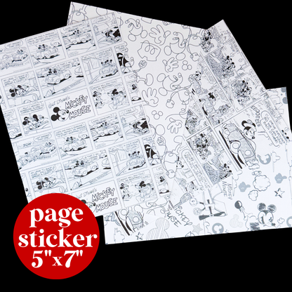 Journaling Paper Sticker - 5x7 Full Page Background Stickers (Magic Mouse Comics)
