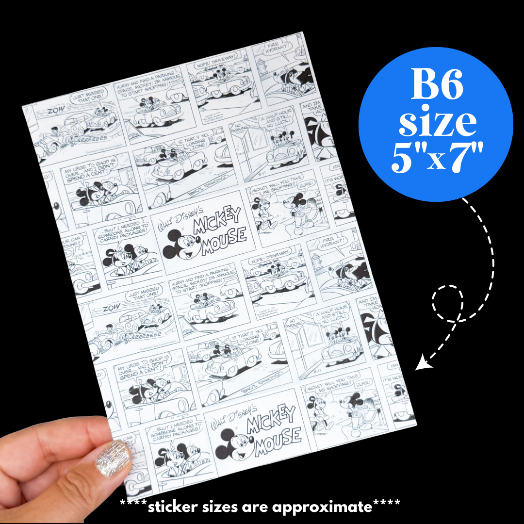 Journaling Paper Sticker - 5x7 Full Page Background Stickers (Magic Mouse Comics)