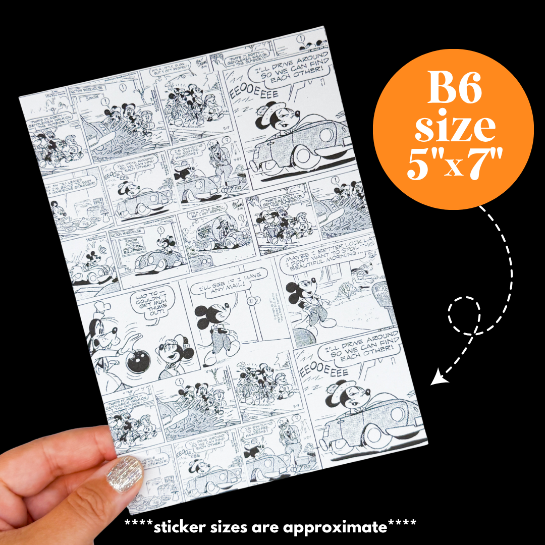 Journaling Paper Sticker - 5x7 Full Page Background Stickers (Magic Mouse Comics)