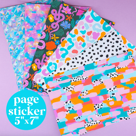 Journaling Paper Sticker - 5x7 Full Page Background Stickers (Cheery)