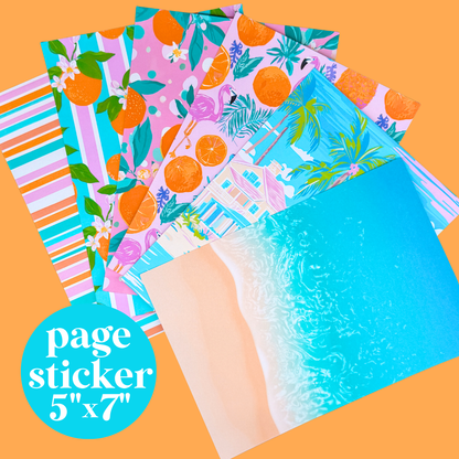 Journaling Paper Sticker - 5x7 Full Page Background Stickers (Florida)