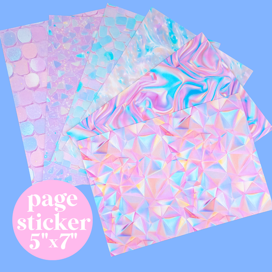 Journaling Paper Sticker - 5x7 Full Page Background Stickers (Pink Iridescent)