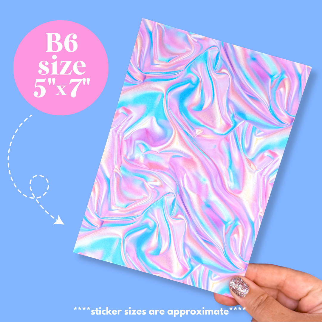 Journaling Paper Sticker - 5x7 Full Page Background Stickers (Pink Iridescent)