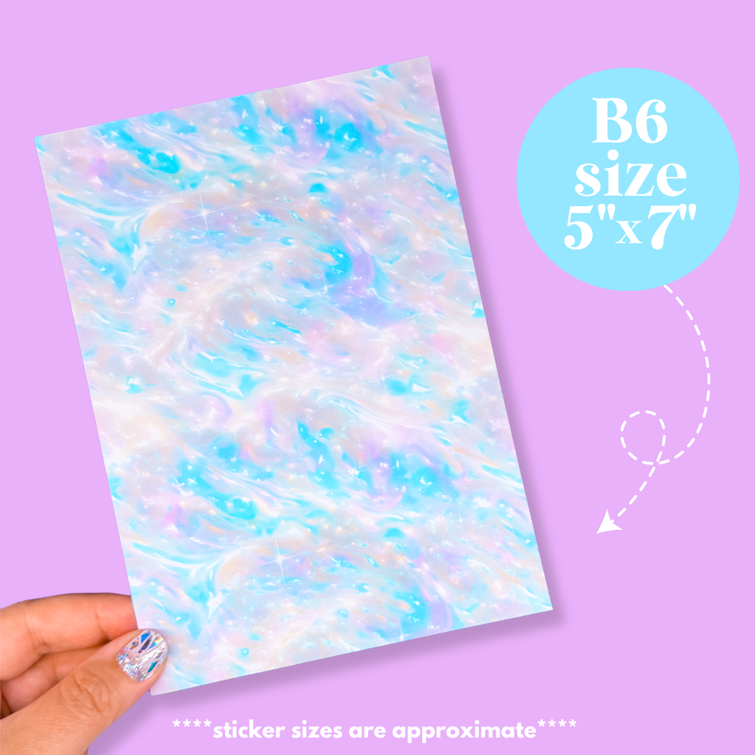 Journaling Paper Sticker - 5x7 Full Page Background Stickers (Pink Iridescent)