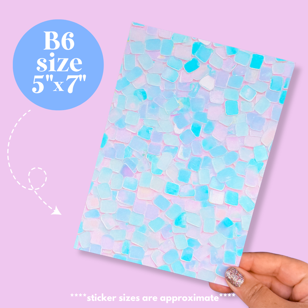 Journaling Paper Sticker - 5x7 Full Page Background Stickers (Pink Iridescent)