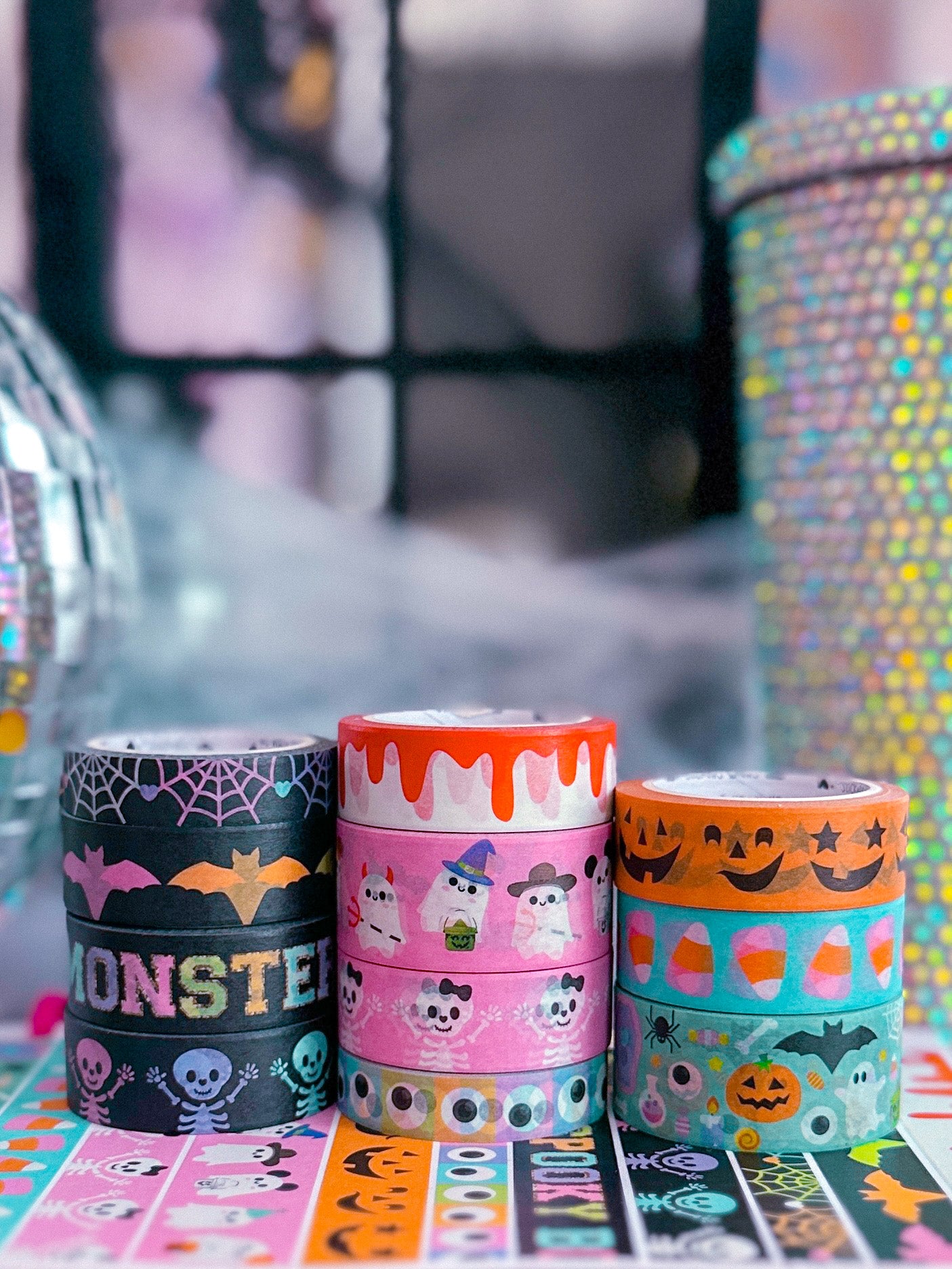 15MM Washi Tape - Spooky Drip (Red + White)