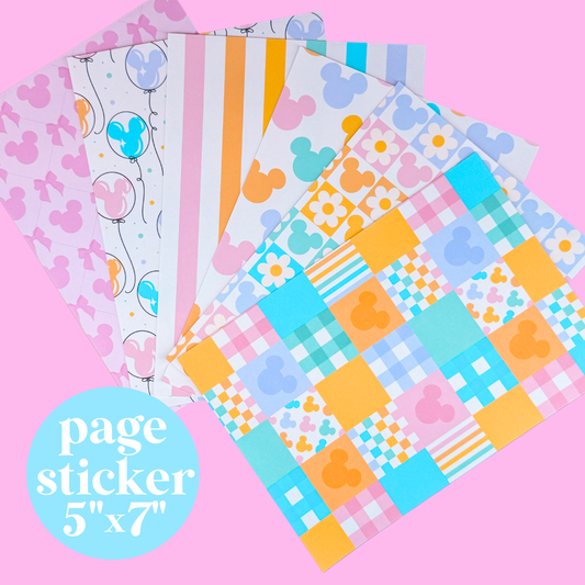 Journaling Paper Sticker - 5x7 Full Page Background Stickers (Pastel Magic)