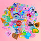 Glitter Waterproof Sticker - Rainbow Hearts & Stars Bundle