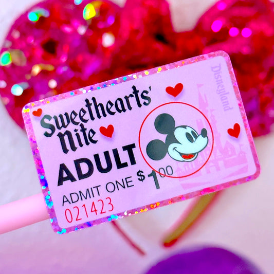 Sweethearts' Nite Ticket - Glitter Waterproof Sticker