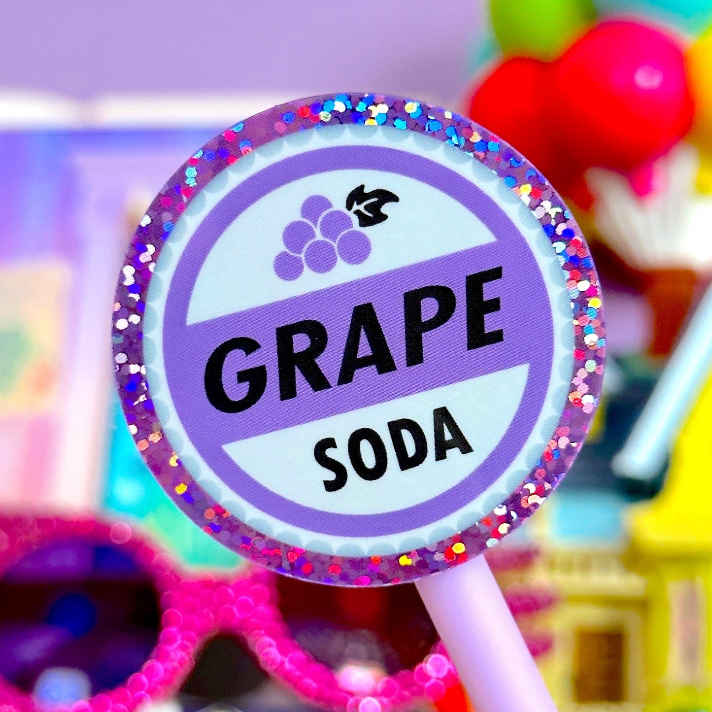 Grape Soda Club - Glitter Waterproof Sticker