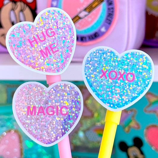 Candy Hearts Bundle (3) - Glitter Waterproof Sticker