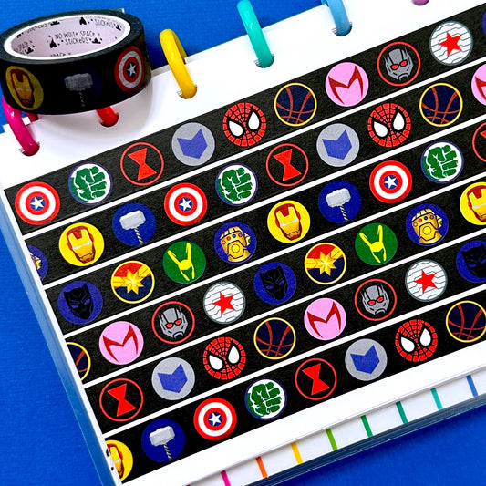 15MM Washi Tape - DCA Super Hero Icons