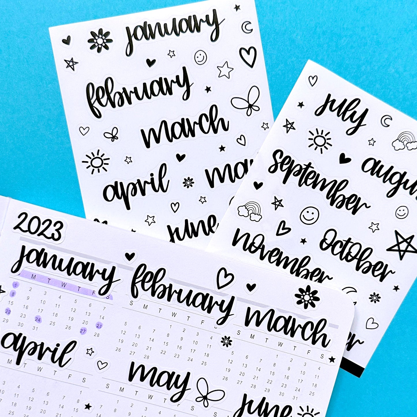 Journaling Hand-lettered Script Stickers - MONTHS (small)