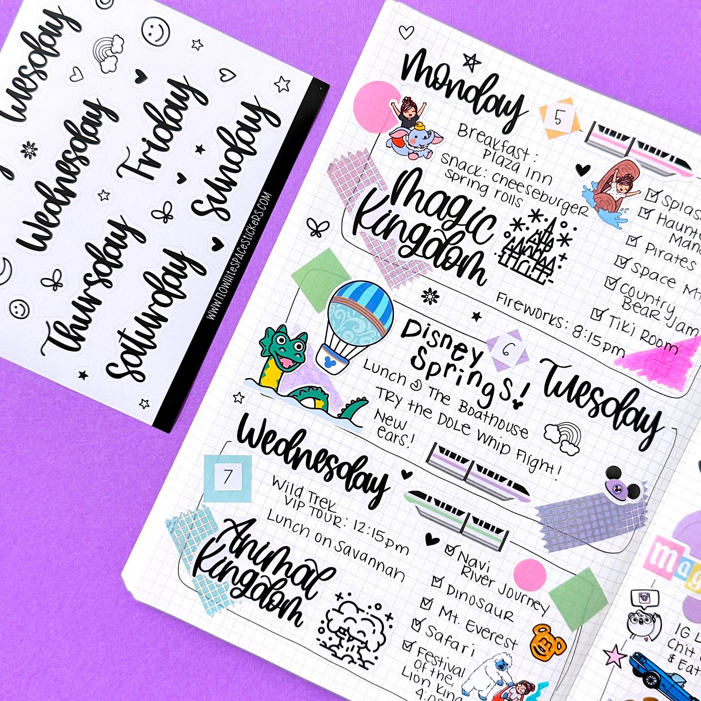 Journaling Hand-lettered Script Stickers - DAYS (small)