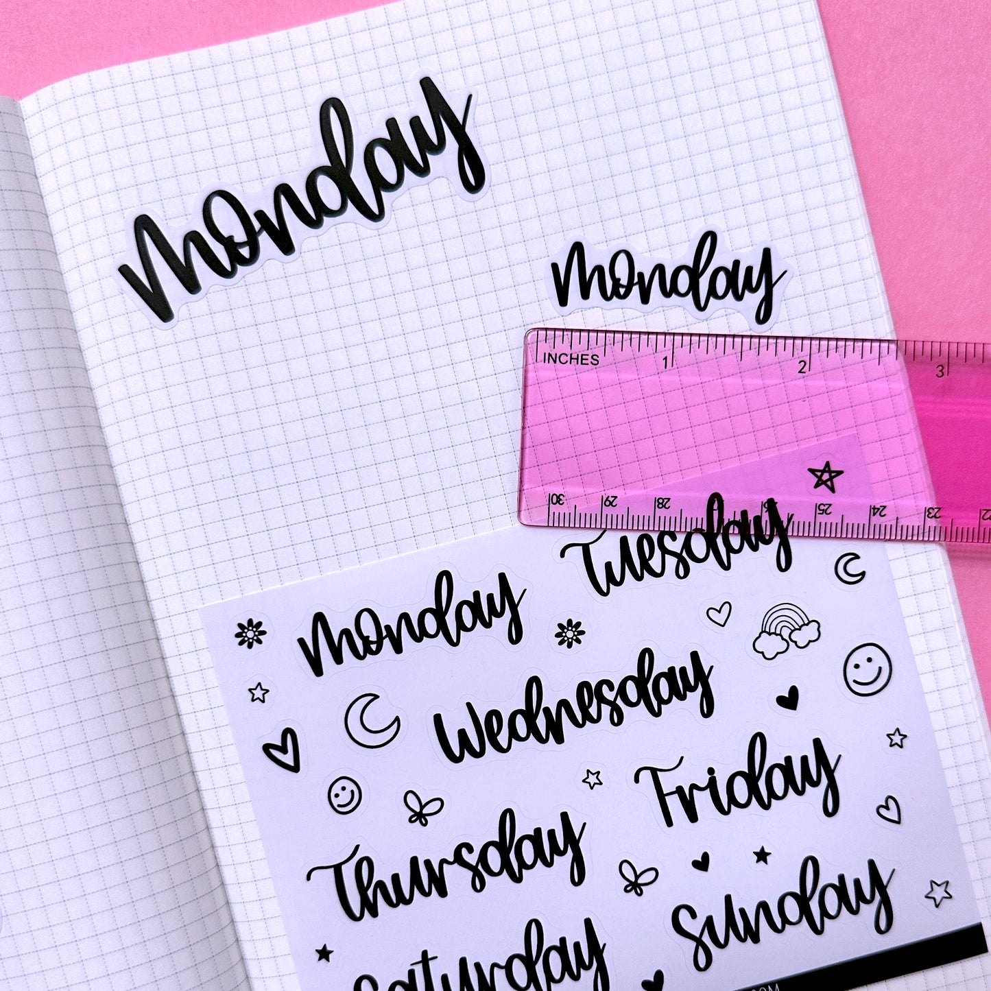 Journaling Hand-lettered Script Stickers - DAYS (small)