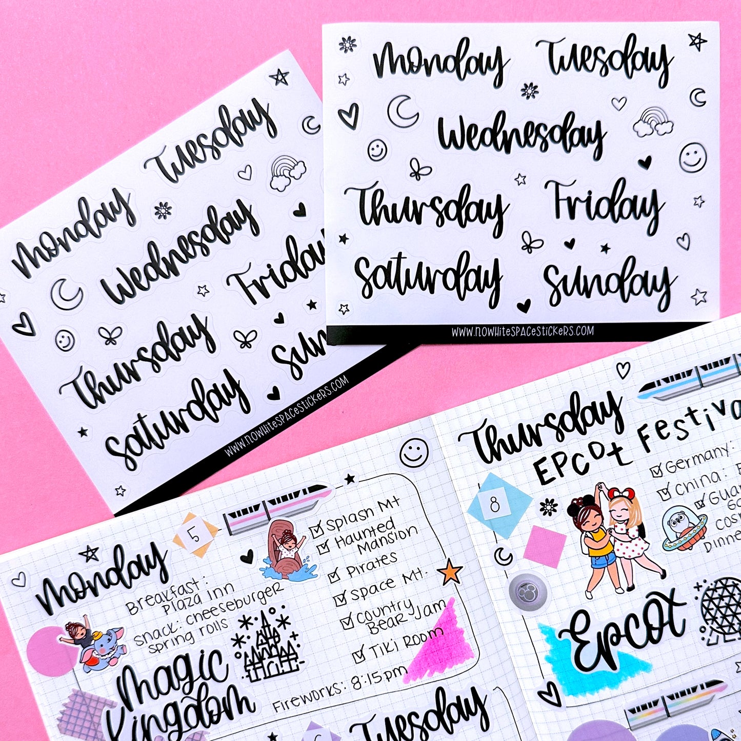 Journaling Hand-lettered Script Stickers - DAYS (small)