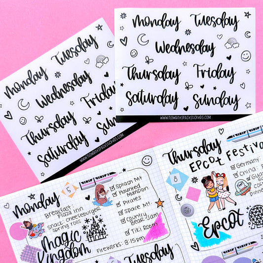 NEW! Journaling Hand-lettered Script Stickers - DAYS (small)