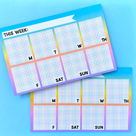 5.5x8.5 Desk Pad - Rainbow Grid Weekly