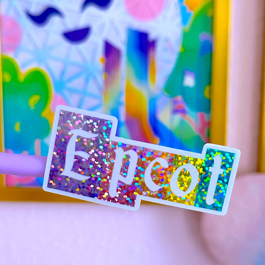 Glitter Waterproof Sticker - Vintage Sign Epcot