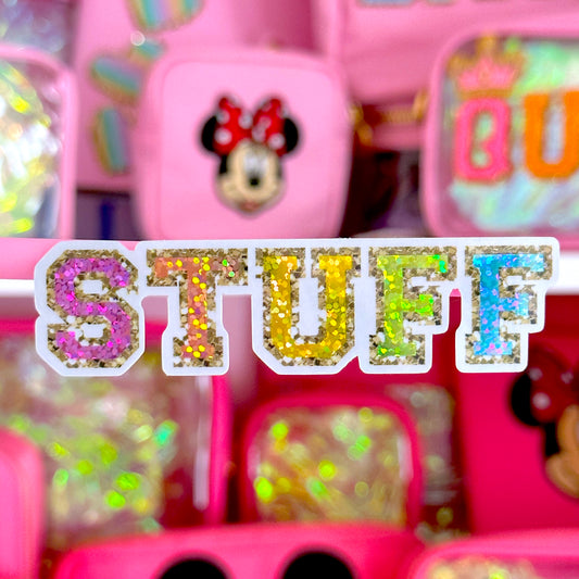 Waterproof Sticker - Varsity Letter "STUFF"