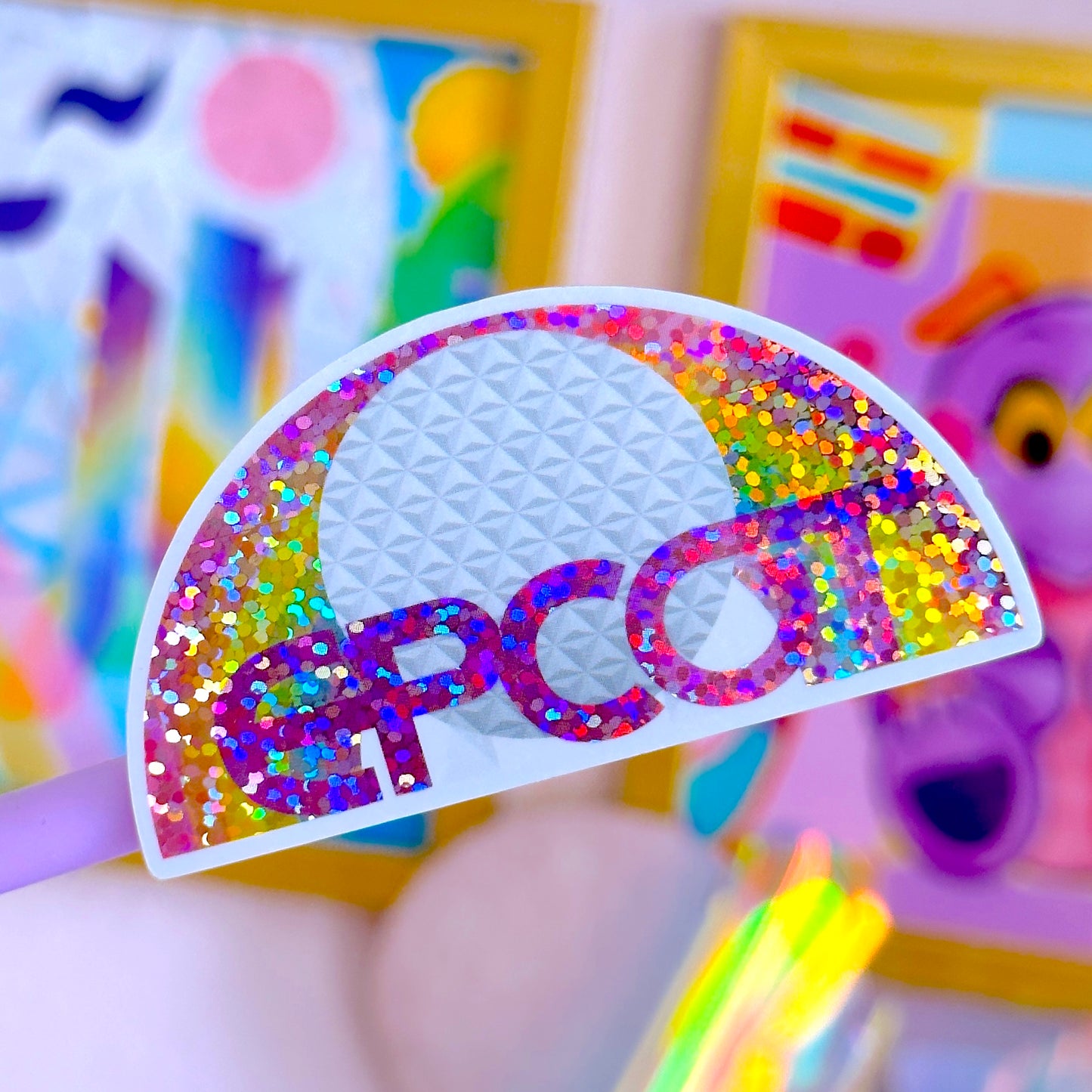 Glitter Waterproof Sticker - Epcot Rainbow