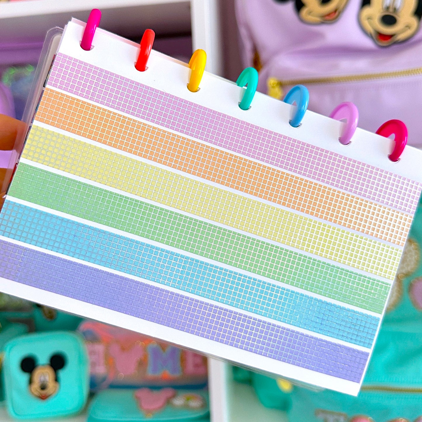 15MM Foiled Washi Tape - Pastel Rainbow Grid