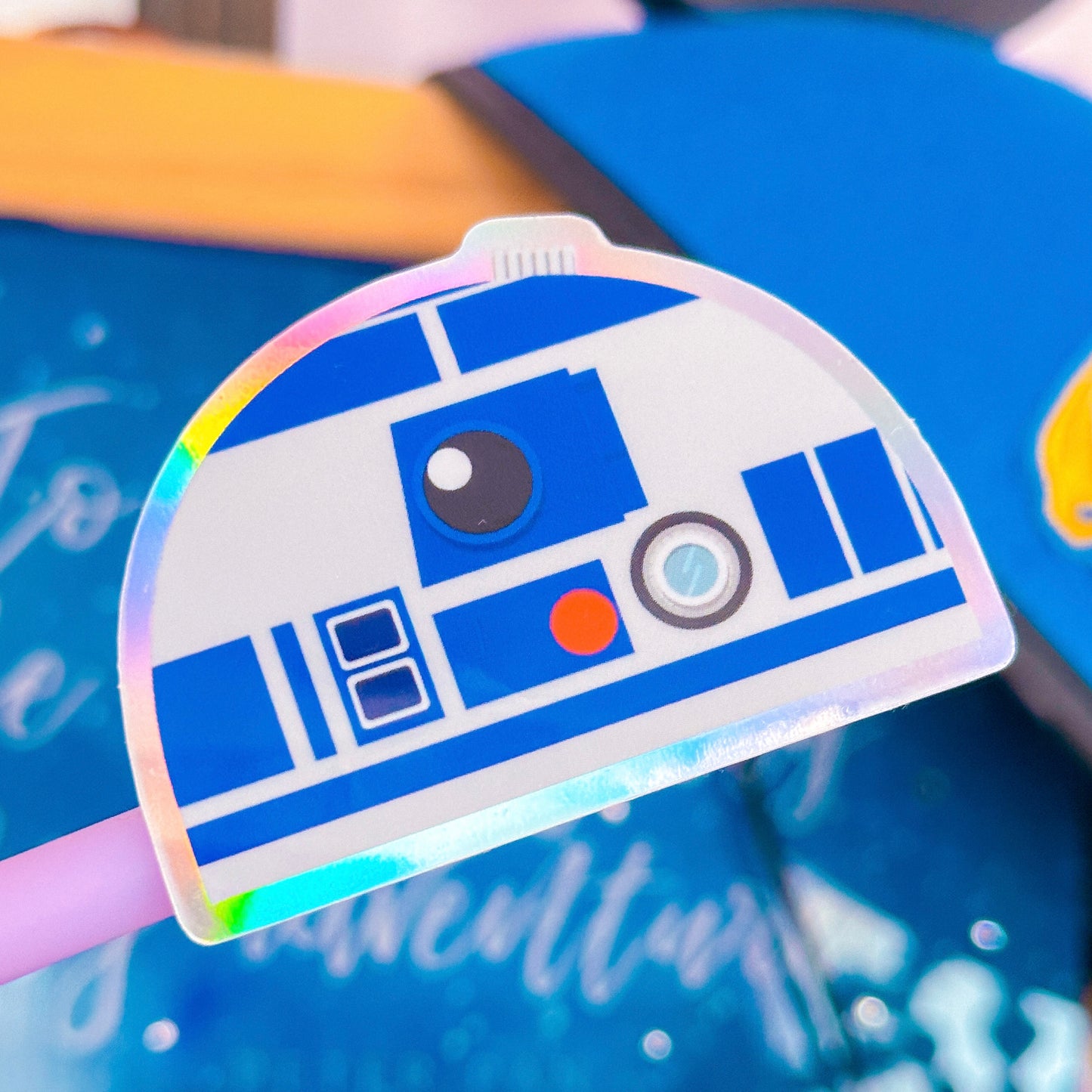 Holographic Waterproof Sticker - Blue R2 Droid