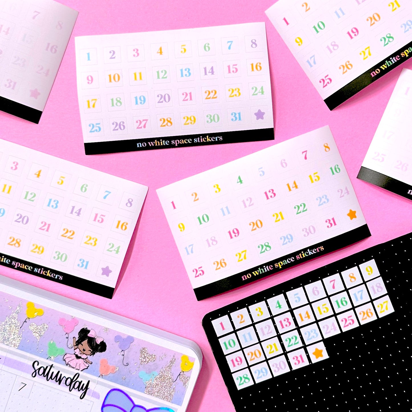 Journaling PAPER Stickers - Colored Date Squares