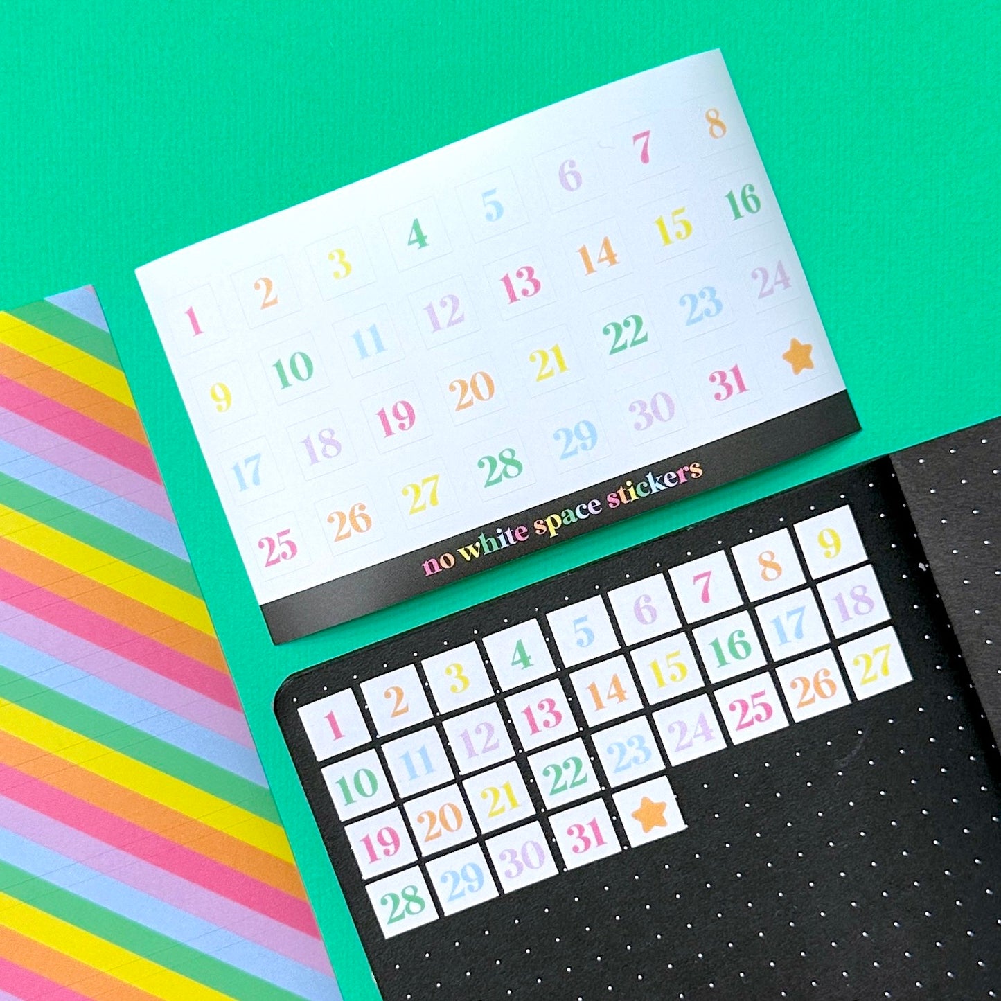 Journaling PAPER Stickers - Colored Date Squares