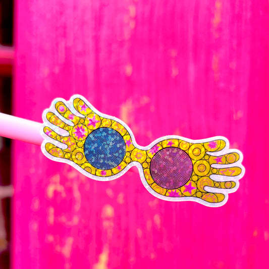 Wizard Spectacles - Glitter Waterproof Sticker