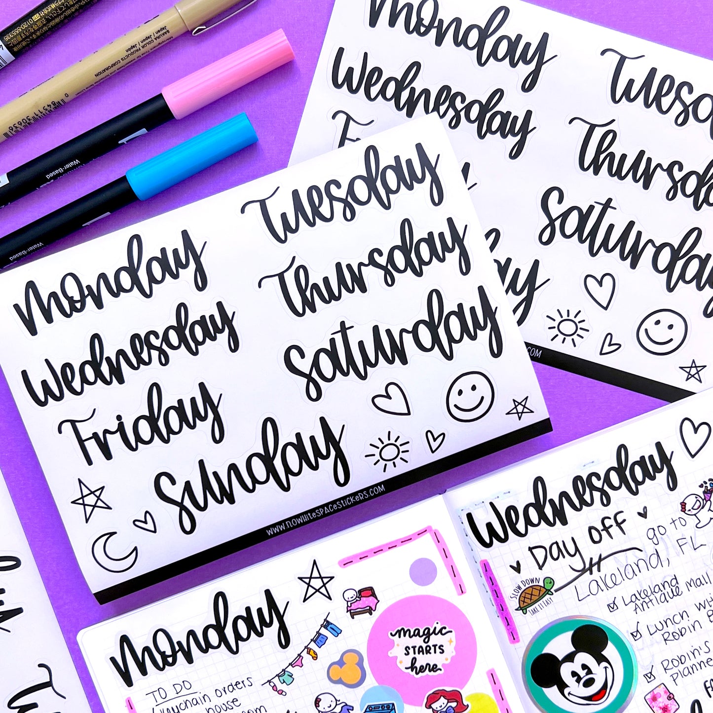 Journaling Hand-lettered Script Stickers - DAYS