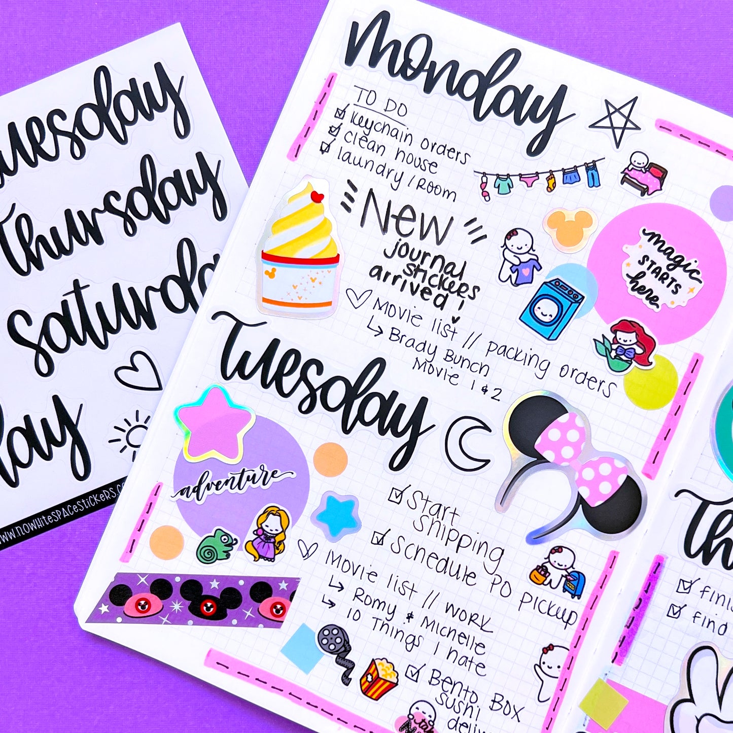 Journaling Hand-lettered Script Stickers - DAYS