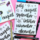 Journaling Hand-lettered Script Stickers - Months