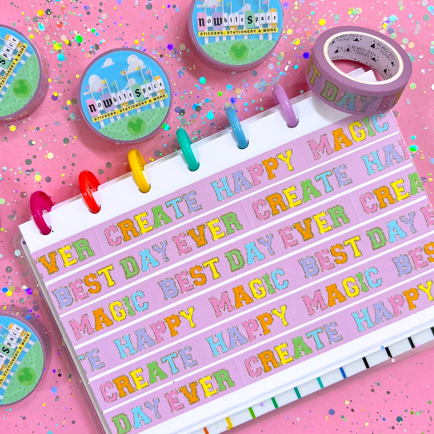 15MM Washi Tape - Varsity Letter (Pink)