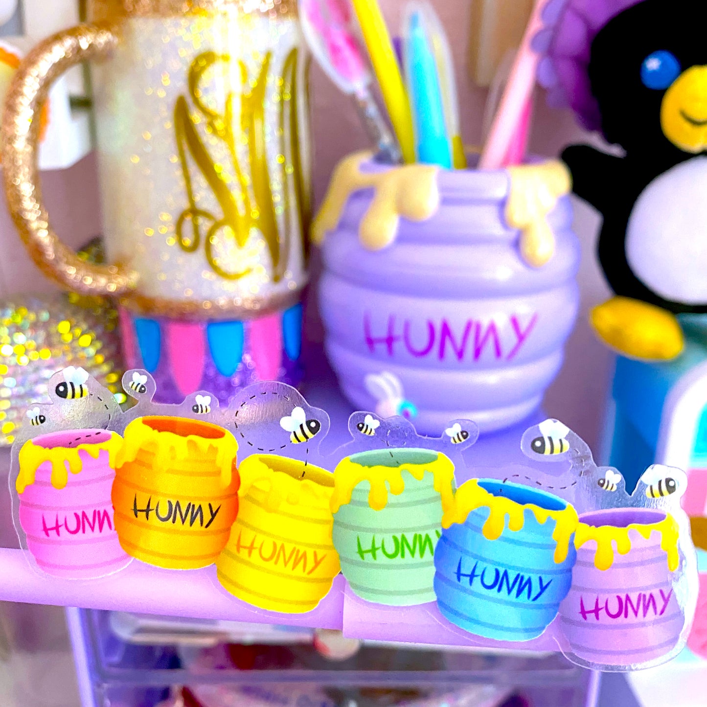 Clear Waterproof Sticker - Rainbow Hunny Pots