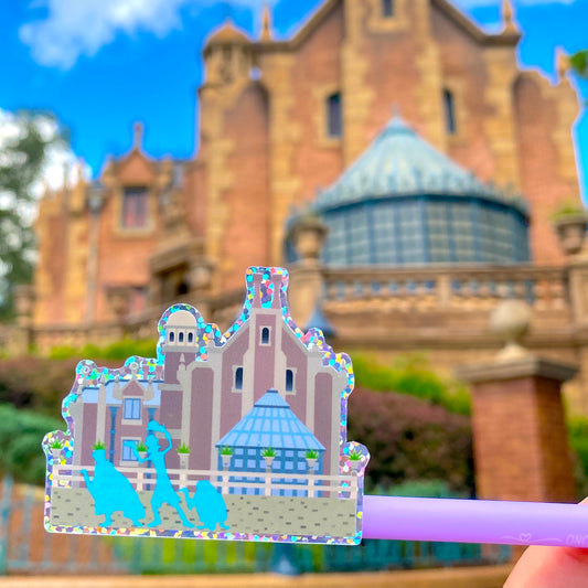 Waterproof Sticker - Haunted Glitter WDW Mansion