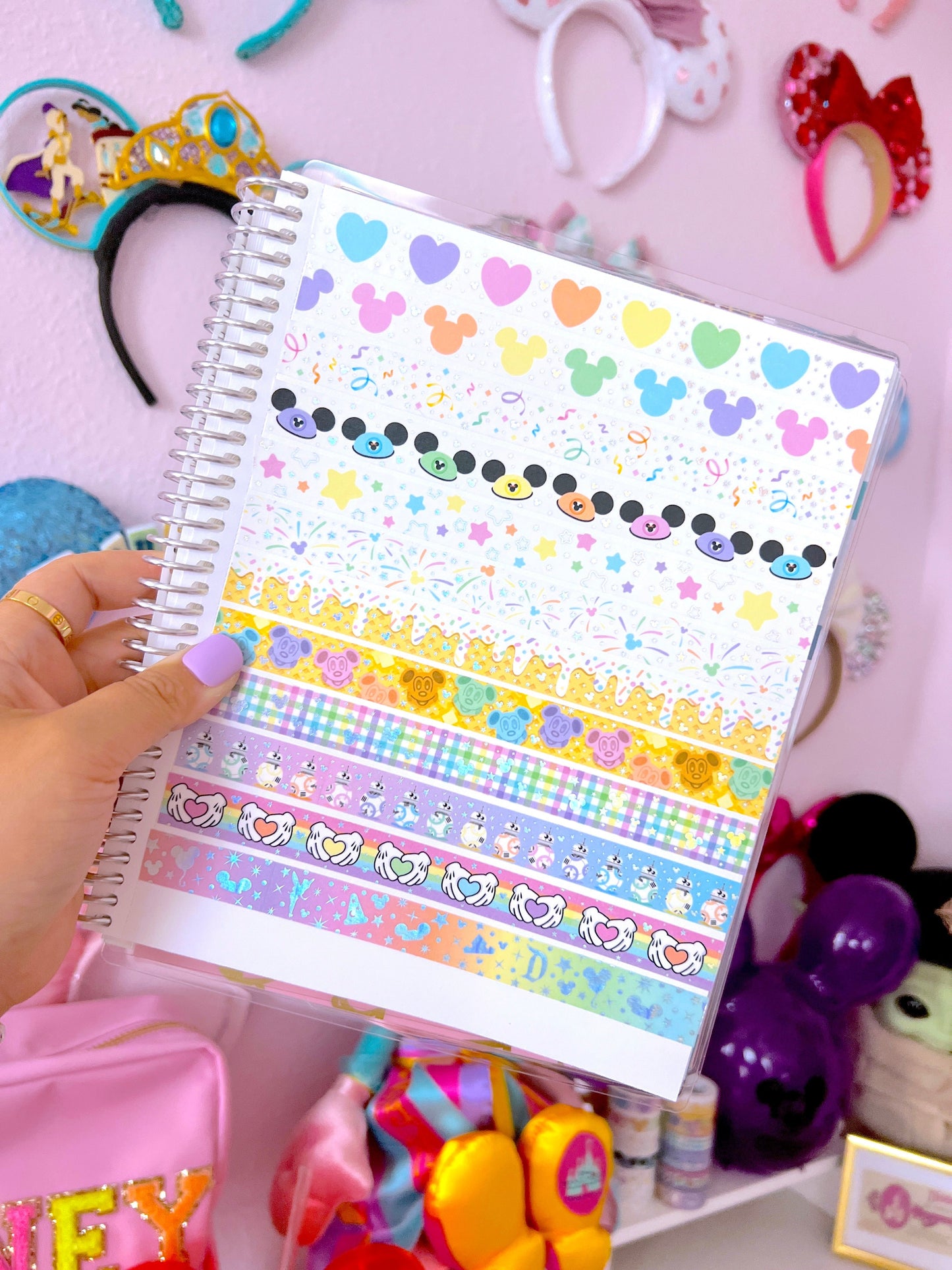 15MM Foiled Washi Tape - Pastel Rainbow Heart Hands
