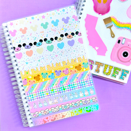 A5 SIZE Reusable Sticker Book - FOILED Pastel Washi Dashboard